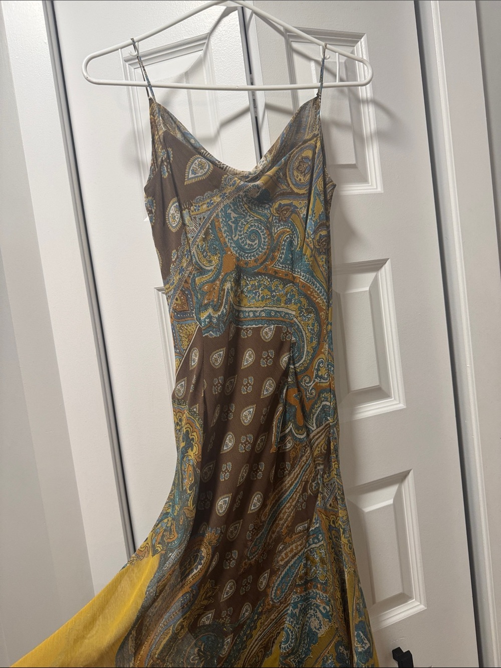 Vintage Zara - Paisley Slip Dress in Mustard, Teal & Brown - Picture 4 of 8